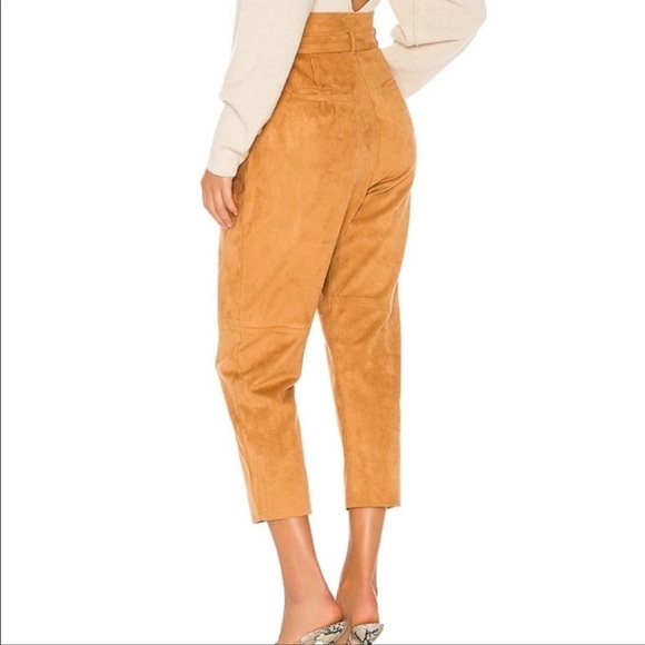 NWT FREE PEOPLE x REVOLVE Nightfall Suede Paperbag Pant Camel, Size 14 - Picture 5 of 7